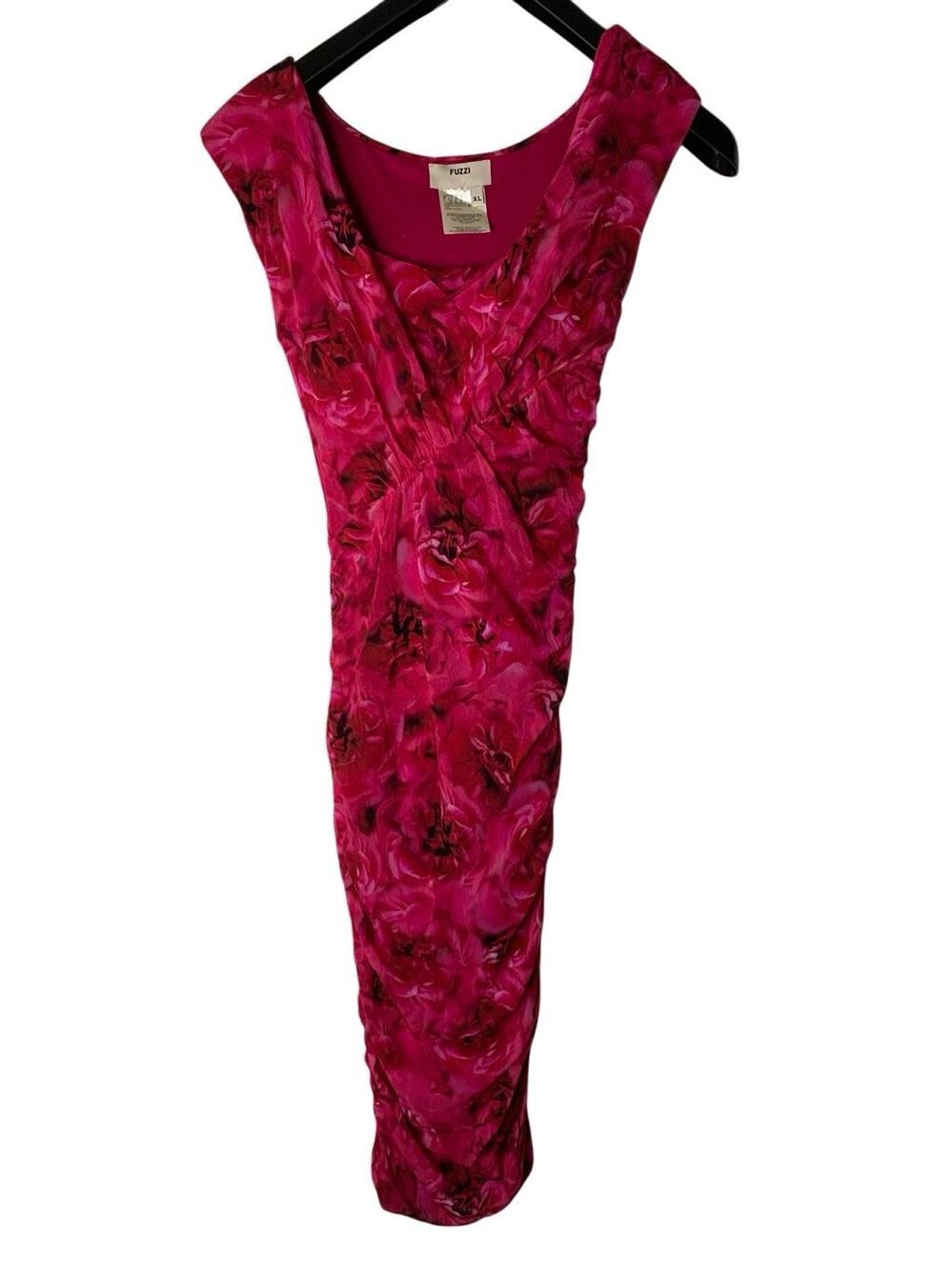 Fuzzi Print Ruched Tulle Dress Porpora women's size XL - Picture 2 of 5